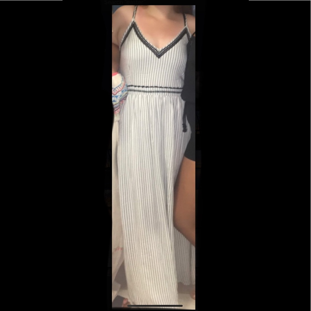 White and blue stripped sun dress